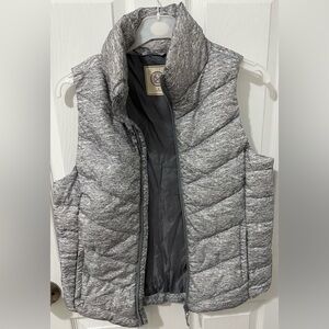 So The Perfect Puffer Vest Women's Heather Gray Quilted Vest Full Zip SZ M